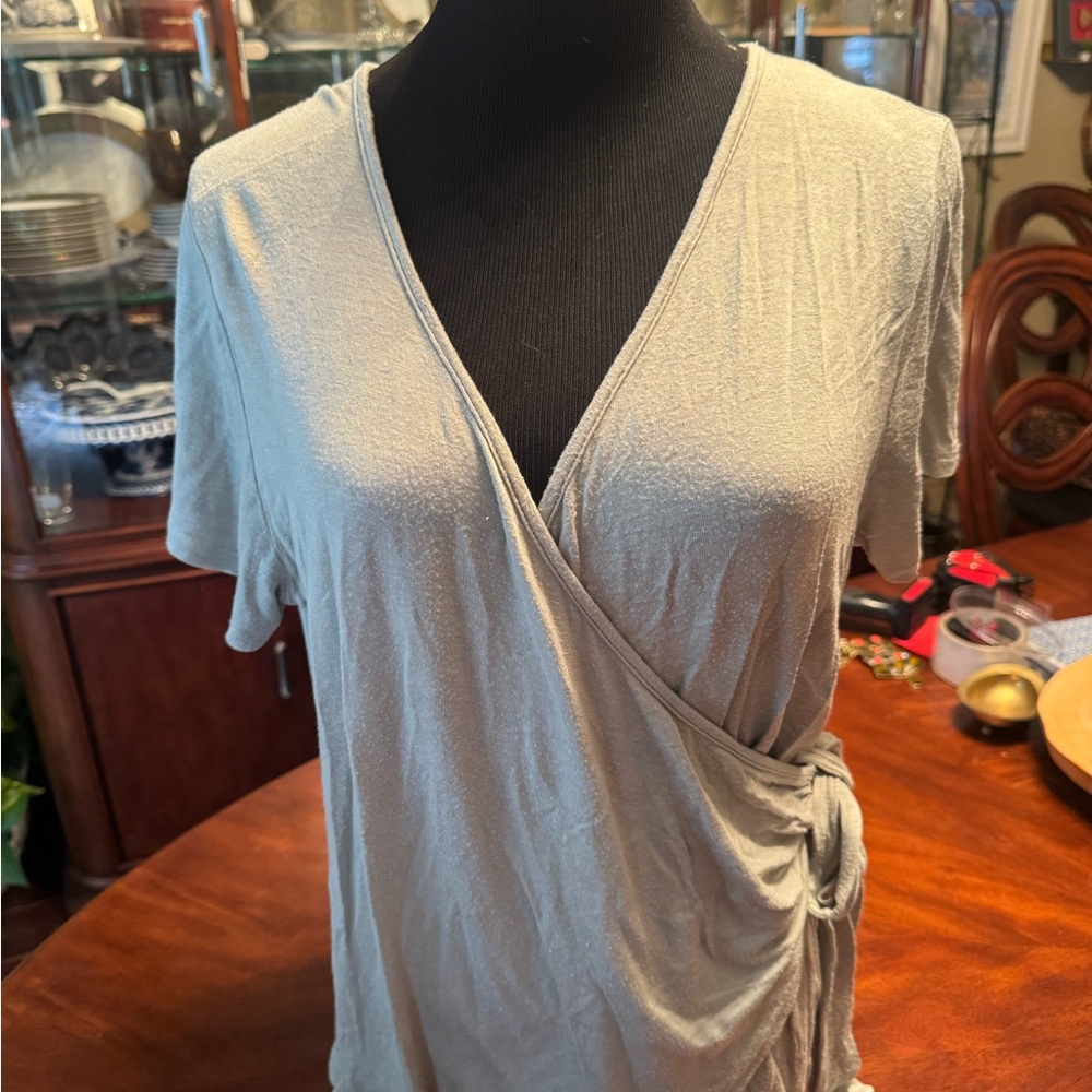 Chic Women's Pale Green Wrap Blouse